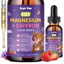 Glycinat de magnésium gouttes liquides, 1000mg Glycinat de magnésium, Citrate et Thréonate avec fibre de cellulose, L-Theanine, Vitamine B & C pour le sommeil, le muscle, l'énergie et la relaxation, sans sucre citron parfum