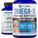 Omega 3 Huile de poisson pour chiens - Huile de saumon pour chiens - Supplément d'huile de poisson pour chiens peut aider Shedding, Allergie, Démangeaison - Supporte la peau sèche, les articulations - Supplément de peau de chien et de manteau - 90 pilules d'huile de poisson EPA DHA
