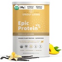 Protéines épiques vivantes, protéines végétales et superaliments en poudre, poudre de Lucuma de vanille, 20 grammes de poudre de protéines organiques, végétalien, non laitière, non-OGM, sans gluten, faible sucre (2 livres, 24 portions)