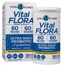 Vital Planet - Vital Flora Ultra Daily Probiotic 60 Million CFU, 60 souches diverses, 7 prébiotiques organiques, soutien immunitaire, digestive du plateau de santé Probiotiques stables pour les femmes et les hommes 30 capsules