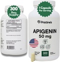 PRISTINE'S Apigenin 50mg 300 Day Supply Supplement for Sleep Capsules - Prostate Support Supplement Found in Chamomile Powder for Relaxation, Healthy Aging, Brain & Heart Health, & Immunity