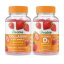 Collagène et vitamine C à vie + Vitamine D 5000 UI, Gummies Bundle - Grande dégustation, supplément de vitamine, sans gluten, sans OGM, gummy à croquer