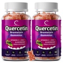 Gummies Quercetin - Quercetin avec Bromelain, Vitamine C, Zinc et Elderberry, Système Immune Extra Strength Booster, Supplément de soutien pulmonaire pour adultes enfants - 60 Gummies Quercetin (2 Pack)