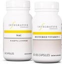 Ensemble de produits thérapeutiques intégratifs avec capsules de vitamine C tamponnée 1 000 mg, 60 capsules de végétalien et NAC, 60 capsules - Supplément immunitaire avec support antioxydant* - Soutien respiratoire et fonction pulmonaire*