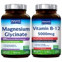 Vitalité innée Glycinate de magnésium et vitamine B12 Bundle, Pas de gluten et végétalien, Magnésium (120 capsules) et vitamine B12 (90 onglets à dissolution rapide), Value Pack, Bundle & Save