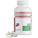 Bronson Resveratrol 500 Complexe Standardisé Trans-Resveratrol + Graine de raisin et extrait de vin rouge, 60 Capsules