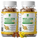 (2 Pack) 9 en 1 Gummies Mullein pour nettoyage pulmonaire et désintoxication, extrait de feuille Mullein de force supplémentaire avec/Quercetin, Bromelain, Elderberry & Marshmallow pour respiratoire, immunitaire et digestif, végétalien, 120 Compte
