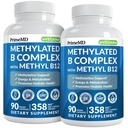 Methylierter B-Komplex mit Methylfolat und B12 Methylcobalamin 1000 mcg - Methyliertes Multivitamin für Energie, Gehirnfunktion und Wellness - Vitamin B-Komplex für Männer und Frauen (180 Servierungen, Packung von 2)