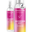 Pink Stork Magnesium Spray Mist - für Ruhe, Stress und Schlaf, Seasickness Unterstützung, Schwangerschaft Must Haves, 200 mg pro 6 Sprays, Pure Magnesium Chloride Body Spray, 4 Unzen, Unscented