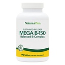 Natures Plus Complexe Mega B-150 - 90 Comprimés végétariens à libération prolongée - Supplément de vitamine complexe de la puissance maximale B - Sans gluten - 90 portions