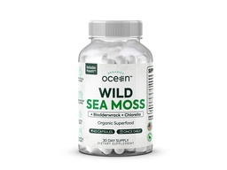 Organics Ocean Wild Sea Moss Capsules - 100% Bio Irish Sea Moss with Organic Chlorella, Bladderwrack and Vitamine D for Energy, Lung Health and Thyroïde Support for Women and Men - 60 Capsules