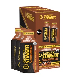 Gel d'énergie au caramel salé biologique au miel, sans caféine et sans gluten, pour l'exercice, la course et la performance, la nutrition sportive pour la maison et le gymnase, l'entraînement pré et moyen, 12 Pack, 13.2 Ounce