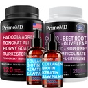Liquid Collagen Biotin (2pk), Fadogia Tongkat Ali (1pk) et supplément à l'oxyde nitrique (1pk) - Vitamines potentes pour les cheveux, la peau, les ongles, le coeur, l'énergie et la testostérone support - non-OGM, végétalien