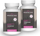 Mountain Peak Nutritionals Permeable Gut & Digestive Support Combo Pack - Gut Lining & Gastro-intestinal Health - Enzymes, Probiotiques & Nutritional Support - 90 Capsules Végétariennes Chaque