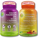 Supplément de soutien aux os et aux immunones à base de plantes – Vitamine liposomique C 1500mg avec acérola organique et Camu Camu + zinc de magnésium de calcium avec vitamine D3, K2 et curcuma – végétalien, non-OGM
