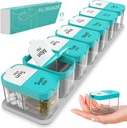 Extra Large Weekly Pill Organizer - XL Vitamin Holder mit 7 Detachable AM Compartments - Portable Medicine Dispenser for Home and Travel, Big Supplement Container for Weekly or Daily Use, Mint