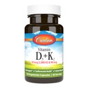 Carlson - Vitamine D3 + K2, 50 mcg (2000 UI) Vitamine D3 et 90 mcg Vitamine K2 en MK7, soutien des os, absorption de calcium, 120 capsules