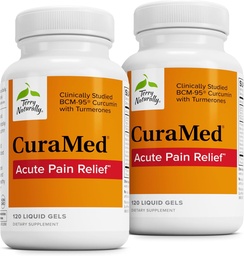 Terry Naturally CuraMed Acute Pain Relief - Supplement with BCM-95 Curcumin & BOS-10 Boswellia - Black Sesame Seed Oil to Support Relief of Occasional Discomfort - 120 Liquid Gels (Pack of 2)