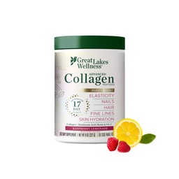 Great Lakes Wellness Beauty Boost Advanced Collagen Peptides Pulver mit Hyaluronsäure, Biotin, Vitamin C - Hautelastizität und Hydration - Himbeer-Lemonade-Aroma - Nicht-GMO, Keto, Kosher - 8 oz