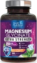 Magnésium Glycinat 250mg - 100% Magnésium chélaté pour l'absorption maximale - Soutien du sommeil, Muscle, Nerves, Bone & Heart Health Support, Meilleur supplément Mag, Vegan Non-OGM, 3ème partie testée - 180 comprimés