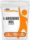 BulkSupplements.com L-Arginin HCl Pulver - Nitric Oxid Supplement, Arginin Pulver - Unflavored & Glutenfrei, 5g pro Servierung, 250g (8.8 oz) (Pack von 1)
