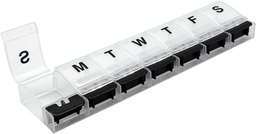 EZY DOSE Weekly (7-Day) AM/PM Daily Pill Organizer, Vitamine Case, et le contenant de médecine, X-Grands Compartiments, Arthrite amical, pratique et facile à utiliser, clair/noir, Design May Varier, BPA Free
