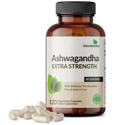 Futurebiotics Ashwagandha Extra Strength Stress & Mood Support avec BioPerine - Formule non OGM, 120 Capsules végétariennes