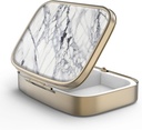 Pill Case Pill Box with Mirror Retro 2 Compartiment Petite Pill Case for Purse or Pocket Bronze Pill Box or Vitamines, Huile de poisson, Suppléments, Pill Containe Travel Gifts (Marble blanc)