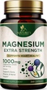 Supplément minéral de magnésium 1000 mg - Citrate de magnésium de haute puissance pour os, santé cardiaque, soutien des nerfs et des muscles, complexe de magnésium de la nature pour soutien du corps entier, embouteillé aux États-Unis - 240 capsules