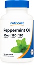 Nutricost Huile de menthe poivrée softgels (120 SFG) (50 MG) - Sans gluten, testés par une tierce partie et sans OGM