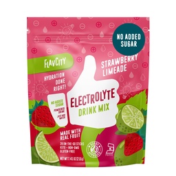 FlavCity Strawberry Limeade Electrolytes Powder Packets - 28 Packets d'hydratation - Pas d'ajout de sucre - Poudre d'hydratation avec des fruits réels et du sel de mer non raffiné - Kéto et sans gluten (28 Stick Packs)