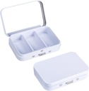 2Pack Pille Box 3 Kompartment Pille Case,Portable Metall Reise Pille Box mit Spiegel für Medizin, Vitamine,Fish Oil und Ergänzungen,Portable Pille Box für Tasche oder Geldbeutel (Weiß)
