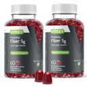 Gommies de fibre prébiotique de Viteey pour adultes, 5g - Gummes de supplément de fibre soluble de santé et digestif - Zéro sucre ajouté, végétalien, sans gluten - 120 Compte