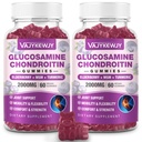 2 Packs 2000mg Glucosamine Chondritine Gommies, Glucosamine Extra Strength avec Chondroïtine MSM & Turmeric, Supplément de soutien joint, Support immunitaire antioxydant - 120 Gummes