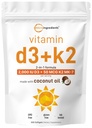Micro Ingredients Vitamin D3 2.000 IU + K2 MK-7 50 mcg, 300 Softgels | Virgin Coconut Oil | 2-in-1 Unterstützung | Einfach zu schlucken, Non-GMO