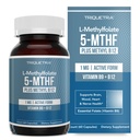 L Méthyl Folate 1000 mcg Plus Méthyl B12 Cofacteur – Forme active 5-MTHF - Supporte l'humeur, la méthylation, la cognition – Formes bioactives hautement biodisponibles de vitamine B9 et B12 (60 capsules – 60 portions)