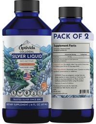 Optivida Health Colloidal Silver Liquid (2 Pack) – Supplément colloidal Nano Silver Premium pour le bien-être quotidien et le soutien immunitaire, hydrosol liquide naturel pour adultes et enfants, sans OGM, sans gluten