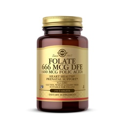 Solgar Folate 666 mcg DFE (acide folique 400 mcg) - 250 comprimés - Soutien prénatal - Non-OGM, végétalien, sans gluten, sans lait, sans casher - 250 portions