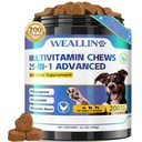 Hunde-Vitamine - 25-in-1 Hunde-Vitamine und Ergänzungen Multivitamin mit Glucosamin Probiotics Omega-3 Welpen Multivitamin Chewable für Mantel, Herz, HIPS & Gelenke, Verdauung & Immunsystem 200pcs