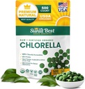 Sunlit Best USDA Organic Premium Chlorella Comprimés 500 Tabs 100% Pure Chlorella Superfood Supplément élevé en protéines, chlorophylle, vitamines et minéraux