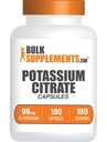 BulkSupplements.com Kalium-Zitrat Kapseln - Kalium-Ergänzung, Kalium-Zitrat 99mg - Kalium-Zitrat-Ergänzung, Kalium-Säulen - 1 Kapsel pro Servierung, 180 Kapseln (Pack von 1)