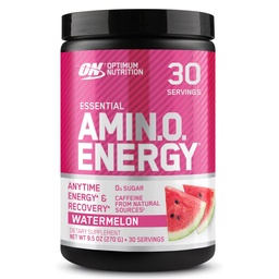 Optimum Nutrition Amino Energy - Pré-entraînement avec du thé vert, BCAA, acides aminés, Keto Friendly, extrait de café vert, poudre d'énergie - pastèque, 30 portions (paquetage mai Vary)