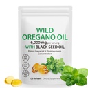 Huile d'Origan Softgels - Huile d'Origan sauvage 6 000mg avec huile de graines noires 200mg Capsules, 120 Compte, Potent Carvacrol & Thymoquinone, Non-OGM, Sans produits laitiers, Sans gluten