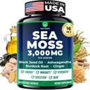 Sea Moss Black Seed Oil Ashwagandha Ginger - Advanced Irish Sea Moss Capsules All in One Supplement mit Seamoss Black Seed Oil Ashwagandha Burdock Root Bladderwrack - Pills for Energy, Immune, Gut