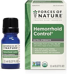 Forces de la nature Traitement hémorroïde, extra-résistance 0,37 Fl Oz, Médecine homéopathique biologique et huiles essentielles, Hémorroïde soulagement de la douleur, démangeaisons, gonflement, douleur et malaise