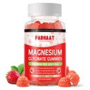 Gommies glycinées de magnésium - Supplément de potassium de magnésium sans sucre avec vitamine D, B6, CoQ10 pour l'humeur calme et le soutien du sommeil - 60 fraises