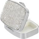 Pocket Pharmacie Bling 2 Compartiment Médecine Organisateur Petit récipient mignon Pill Case de voyage Pill Box pour Purse Square Vitamine Holder pour Pocket (Argent)