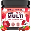 Lama Naturals Multivitamine pour les femmes et les hommes, Végétaliens, Gommies organiques avec vitamine D, C & K, Adultes Vitamines Gommy de fruits réels, Supplément de multivitamines à croquer, Pas d'ajout de canne à sucre, Fraise, 120 Ct