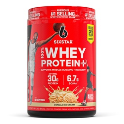 Six Star Whey Protein Powder Plus - Muscle Building & Recovery Formula with Whey Isolate Powder, BCAAs, 30g Protein, Immune Support - Supplément post-entraînement - Crème de vanille, 1,8 lbs