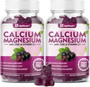 Zinc de magnésium de calcium avec supplément de vitamine D3, Gommies de calcium sans sucre pour les femmes hommes, Gommies de zinc d'absorption élevée pour les os et les muscles et la santé immunitaire, Saveur de mûrier végétalien - 120 comte